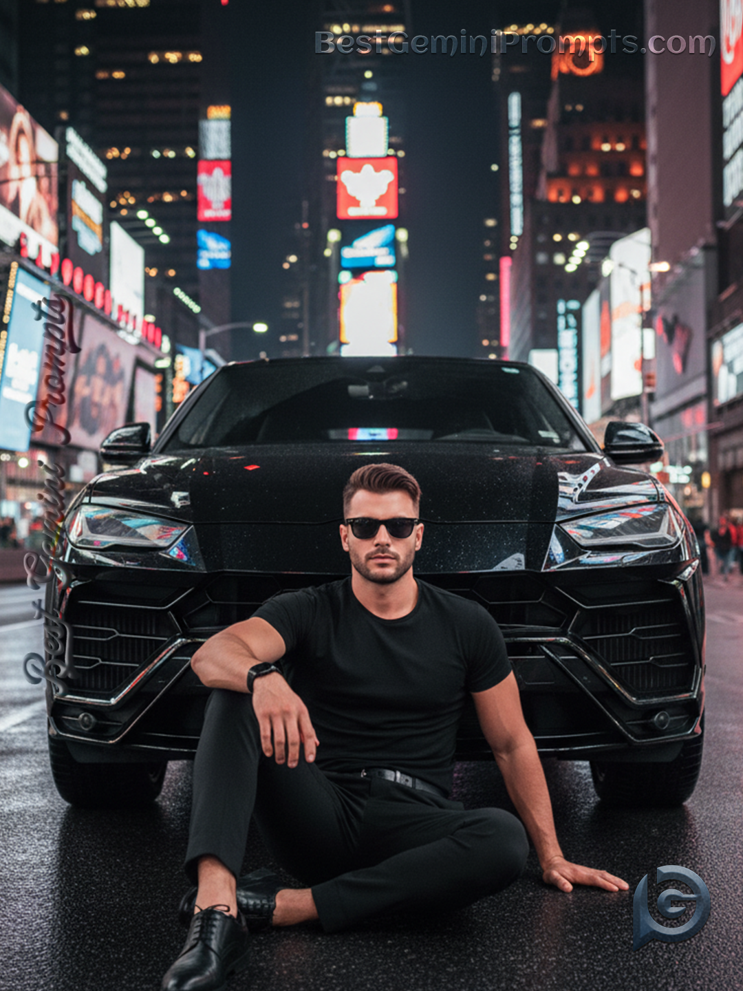 Stylish Night at Times Square | BestGeminiPrompts.com