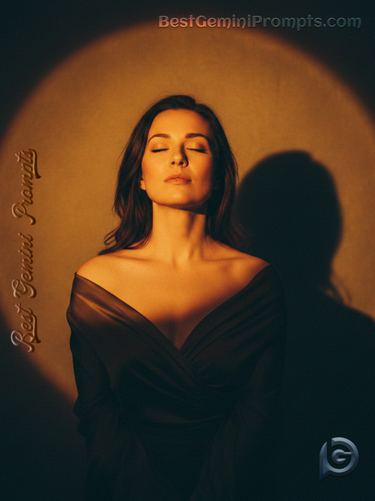 Moody Golden Halo Studio Portrait | BestGeminiPrompts.com
