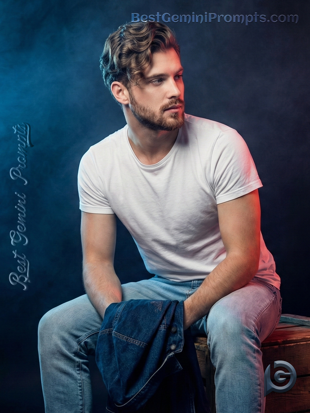 Vintage Style Man, Red & Blue Smoke | BestGeminiPrompts.com